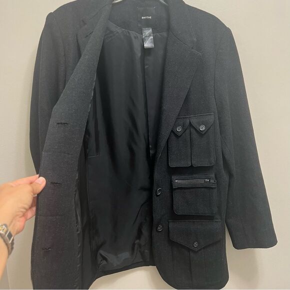 SMYTHE Surplus Cargo Blazer Jacket Wool Blend Black Size M - Picture 6 of 12